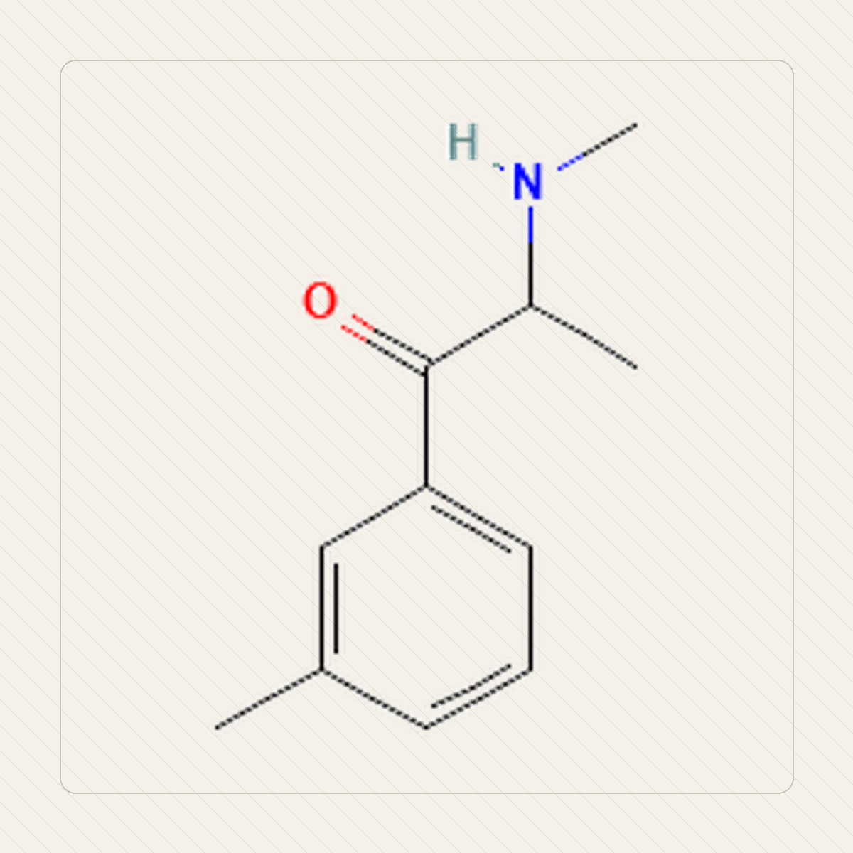 3-MMC 3-metylometkatynon, il·lustració educativa de l’estructura molecular
